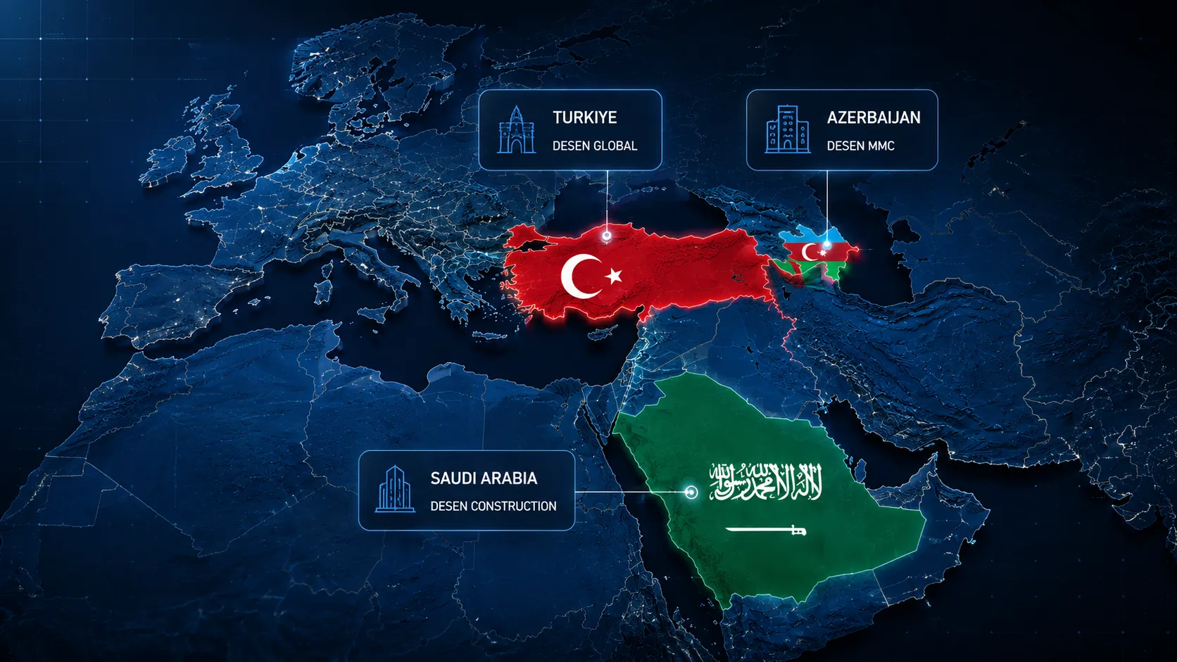 DESEN — Türkiye, Azerbaycan ve Suudi Arabistan saha varlığı haritası